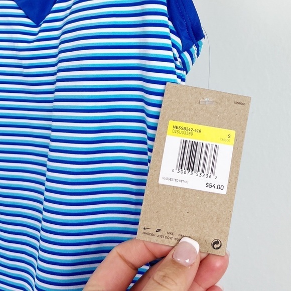 NWT Nike Hyper Royal Micro Stripe V-Neck Tankini Swim Top - Picture 4 of 6